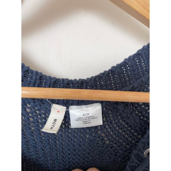 Anthropologie Moth Ashbury Chunky Knit Reglan Lace Asweater - Picture 5 of 6